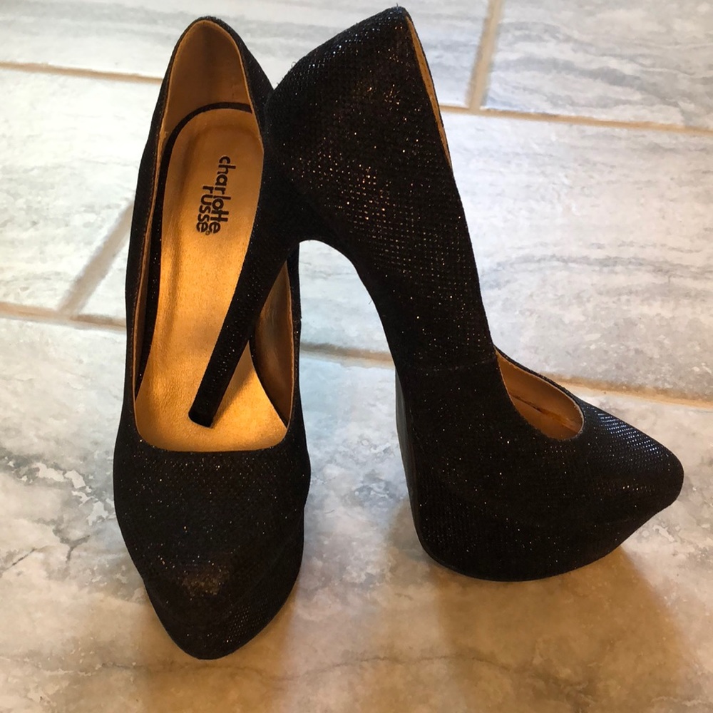 Charlotte Russe black glitter stilettos